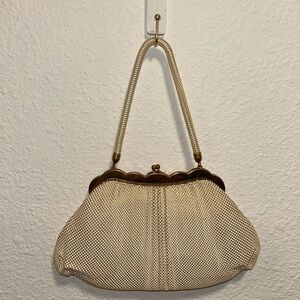Vintage Whiting & Davis Co. Alumesh Handbag Purse Off White Mesh Chain Made USA